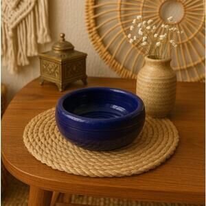 Vintage Blue Studio Pottery Bowl Ashtray Glazed Ceramic 4.75” Handmade